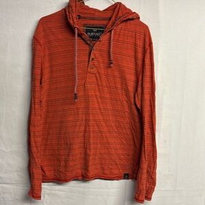 Buffalo David Bitton Men’s Long Sleeve Hooded T-Shirt Orange Size Medium